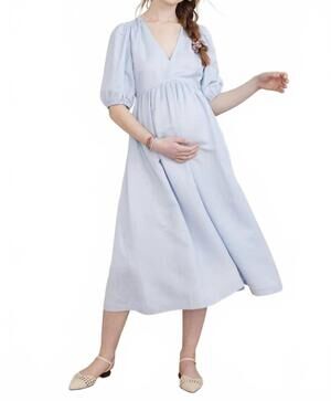 NEW HATCH the nikki maternity dress in breeze blue